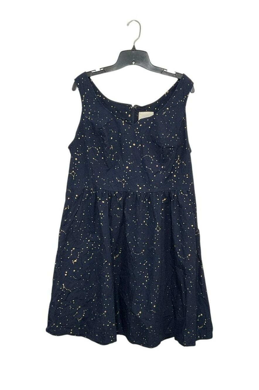 Modcloth Fit & Flare Sleeveless Dress Size 1x Plus Constellation Star Blue/Gold